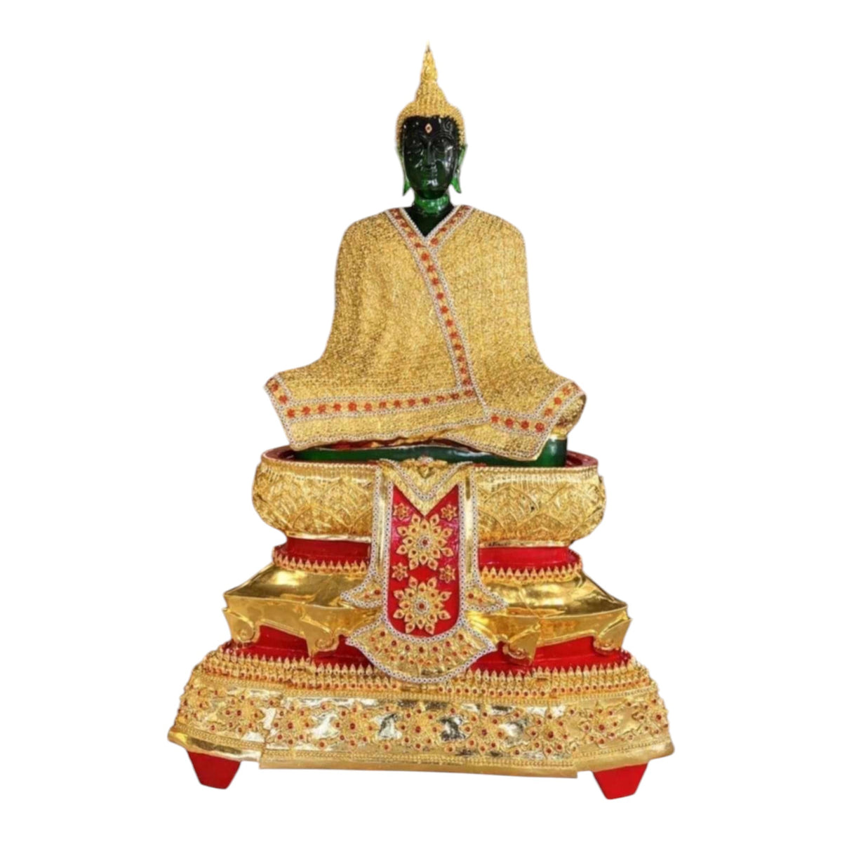 Resin Buddha Winter Robe Green