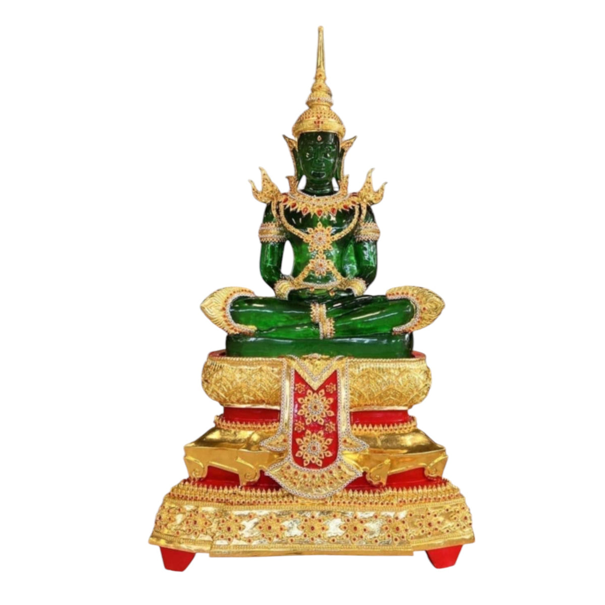 Resin Buddha Winter Robe Green