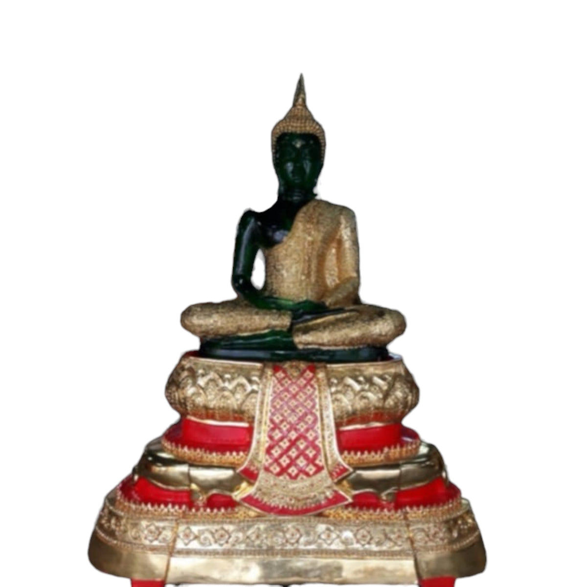 Resin Buddha Winter Robe Green