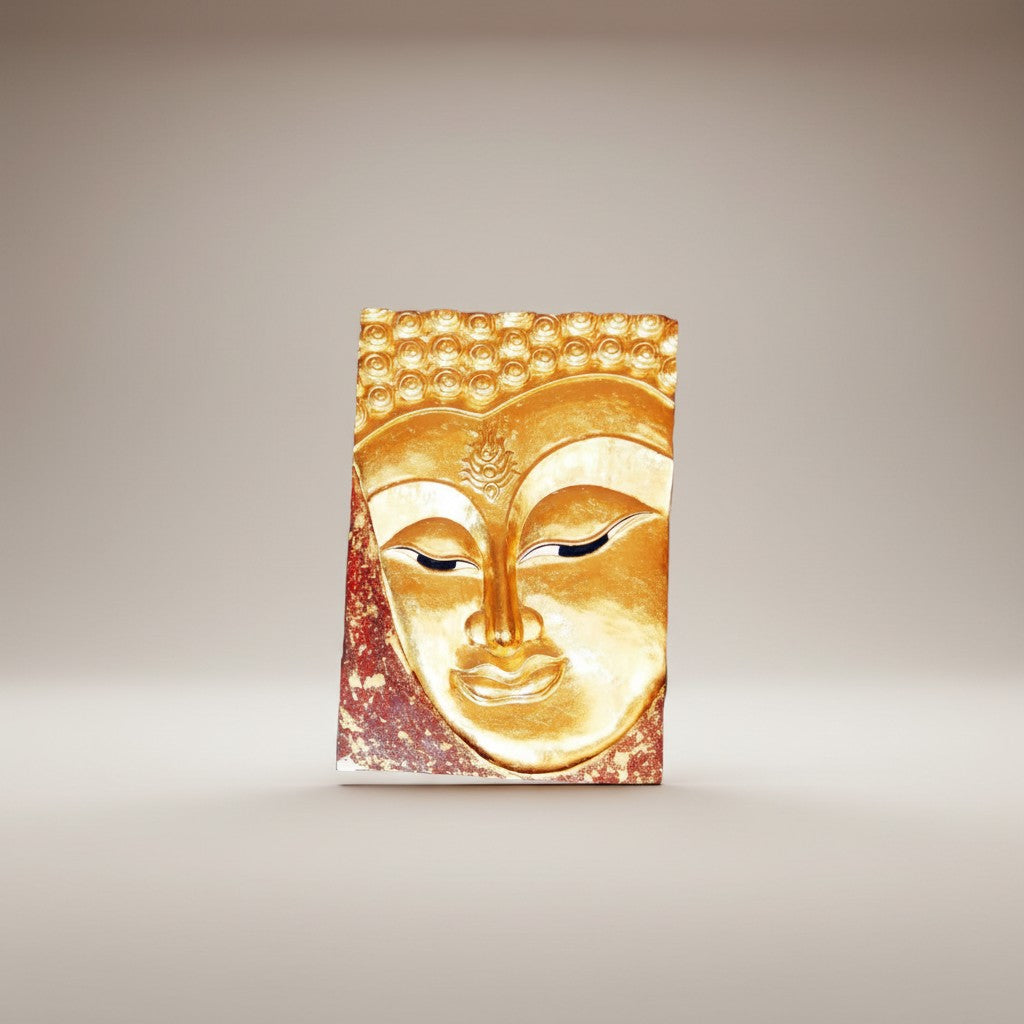 Small gold Buddha face wall plaque