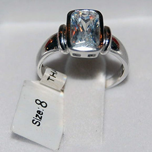 CZ Oval Ring Stirling Silver Size 8