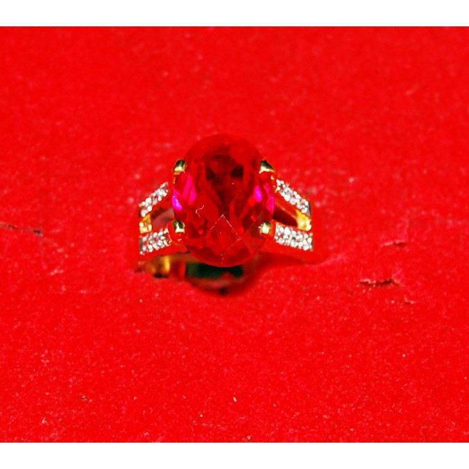 Gold Dip ring Garnet Stone Size 6