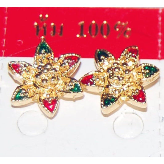 Green and Red Flower Earring