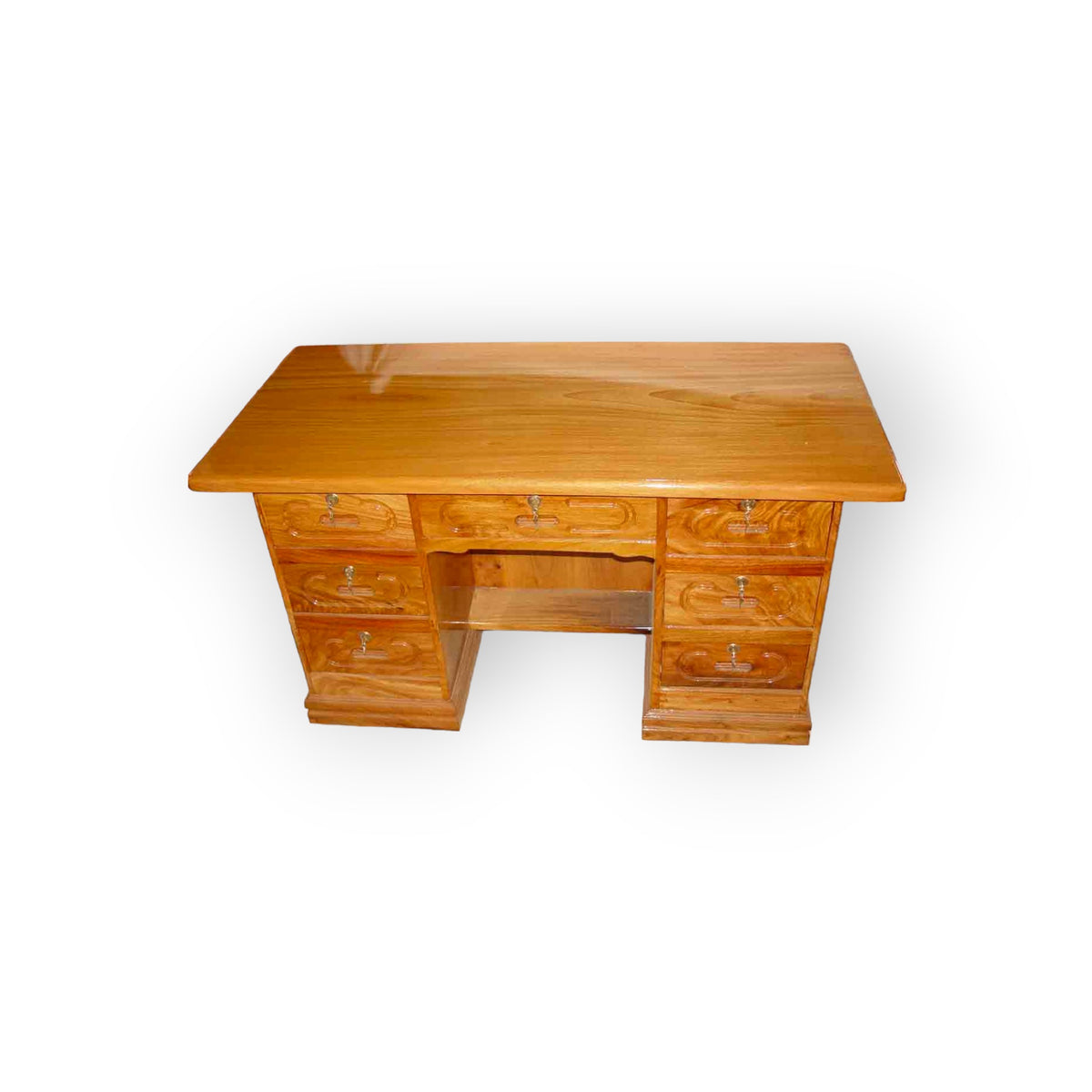 Solid narra wood desk with two drawer pedestals