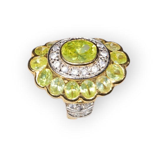 Gold-Dipped Ring with Multiple Peridot Stones Size 8