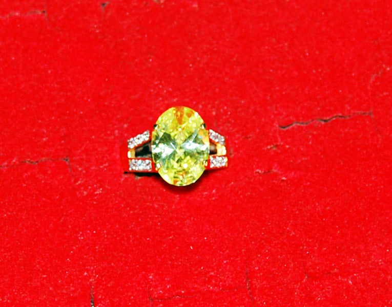 Gold Dipped Ring Cubic Zirconia Stone Size 6