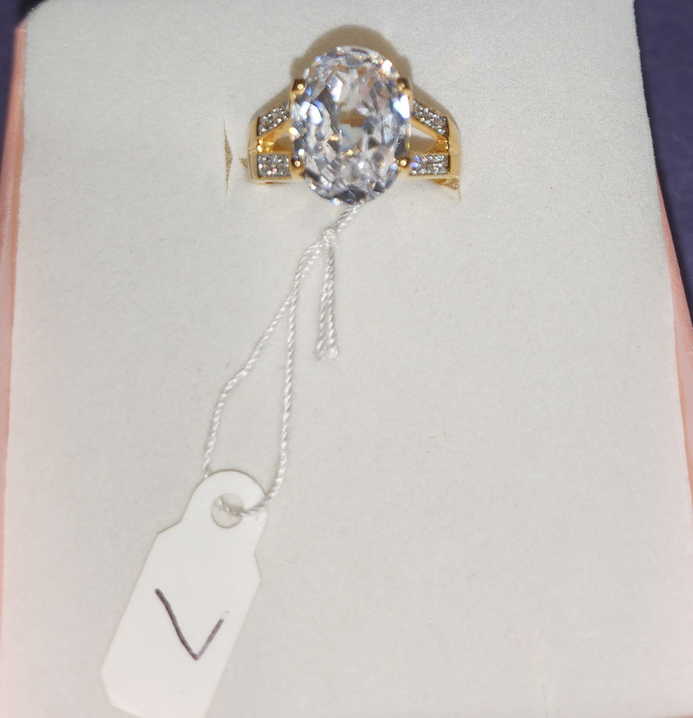 Gold Dipped Ring Cubic Zirconia Stone Size 7