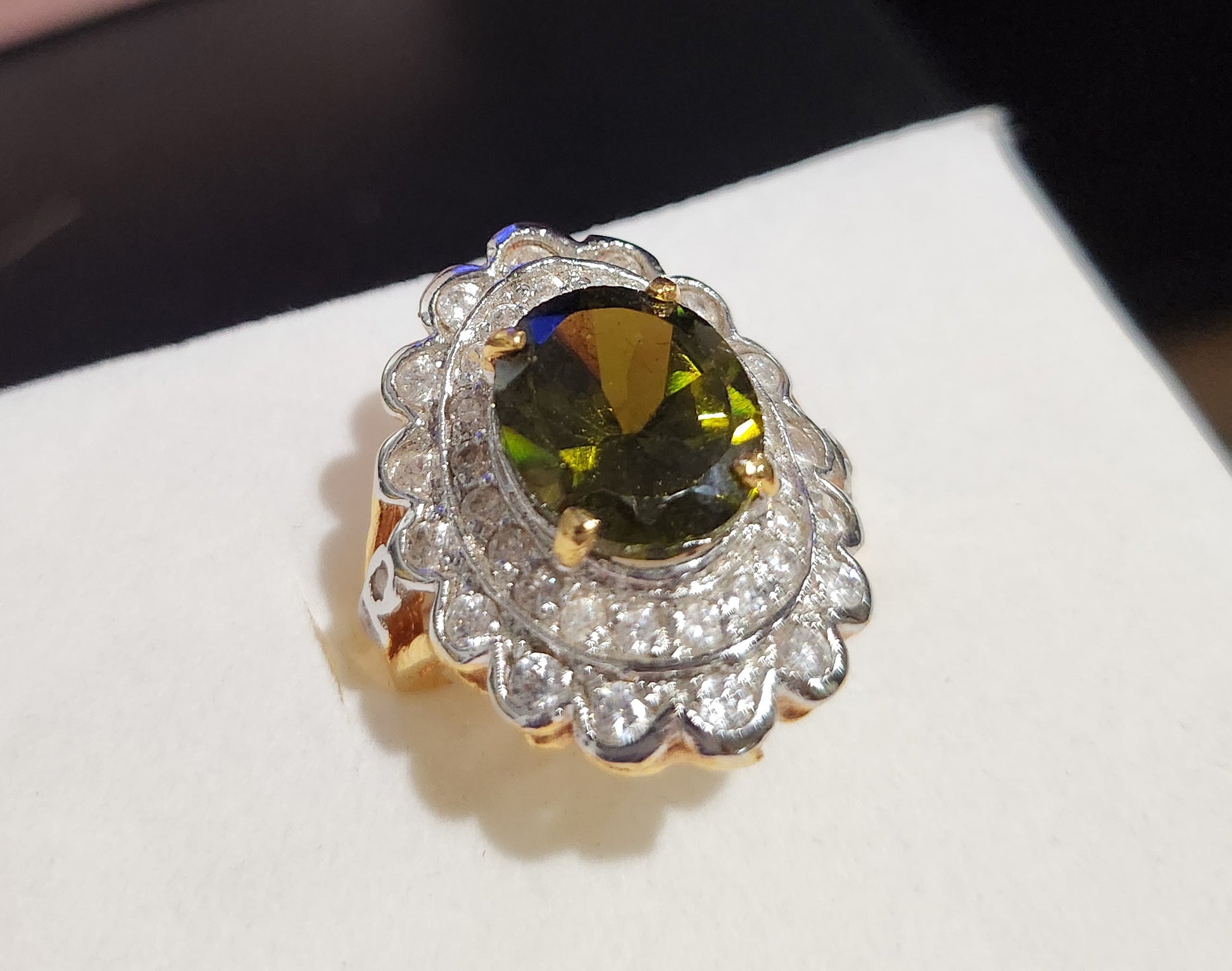 Gold-Dipped Ring with Peridot Center Stone Size 7