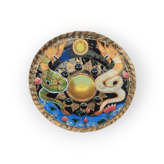 Medium Bronze Gong Hand Painted Dragon Design 36" Diameter