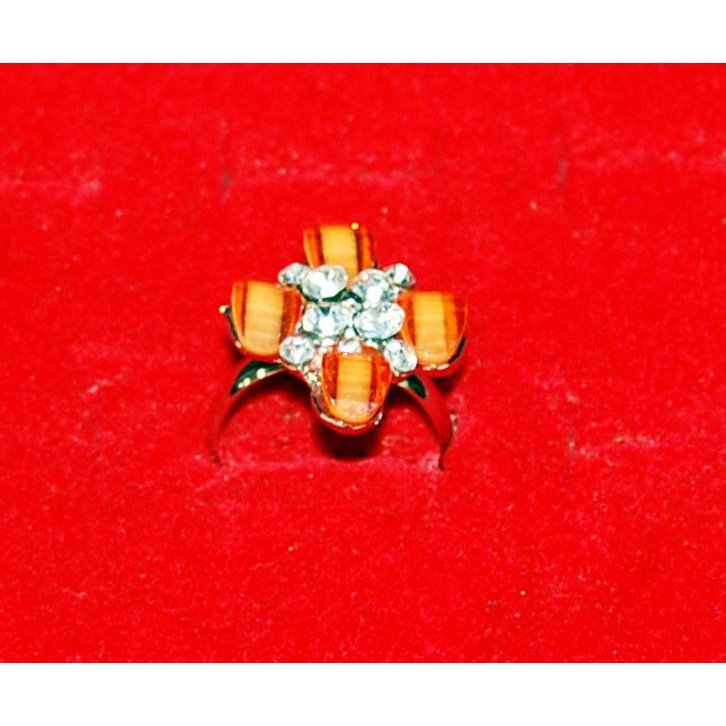 Orange Ruby Silver Ring