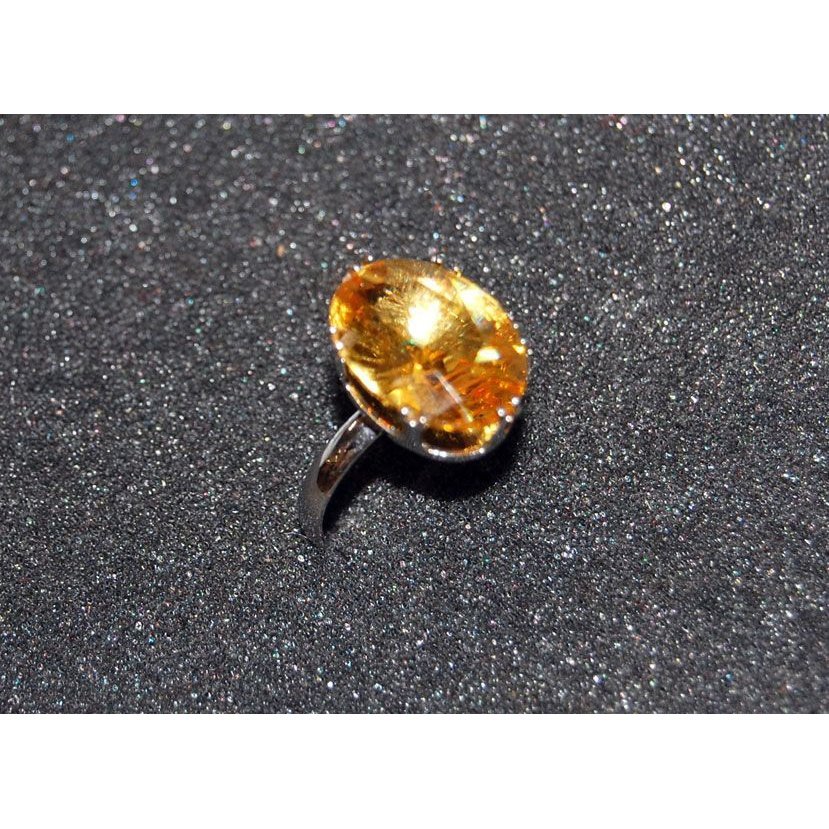 Yellow Oval Silver Ring