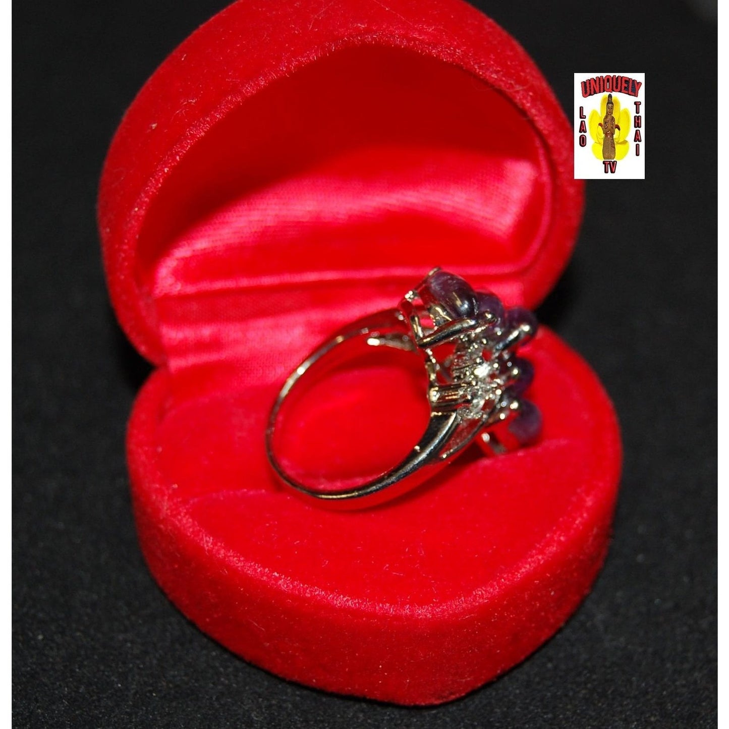 Amethyst and Quartz Finger Ring