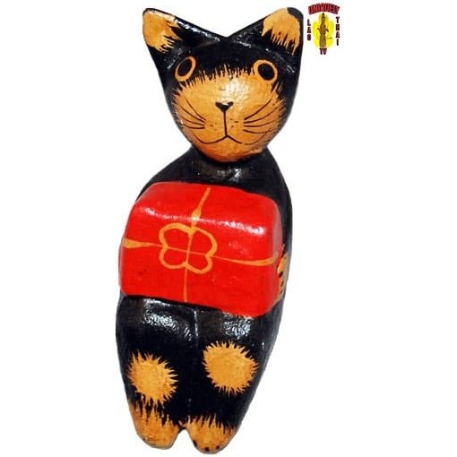 Black Sitting Cat with Red Box