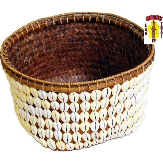 Brown Wicker & Seashell Basket
