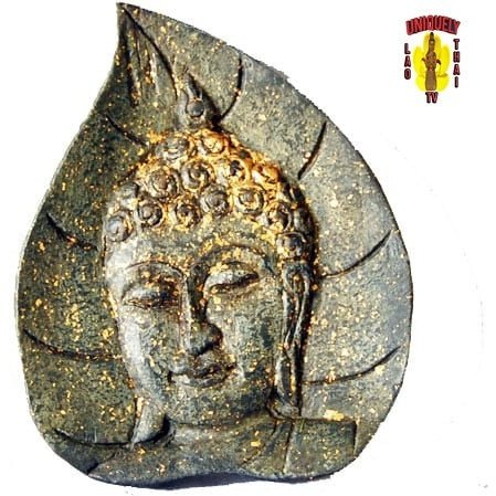 Buddha Face on Leaf Green Accent
