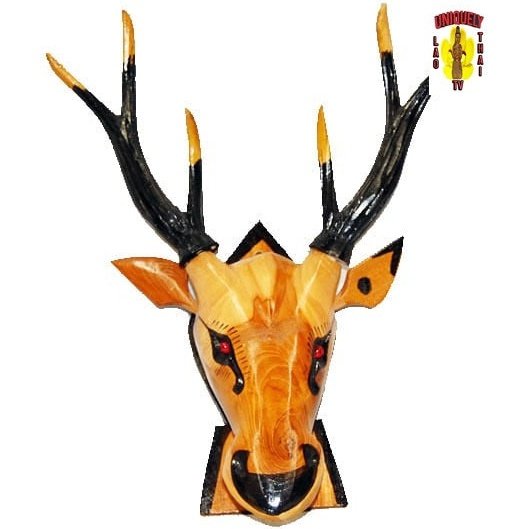 Wall Hanging Carved Deer Head 14 in