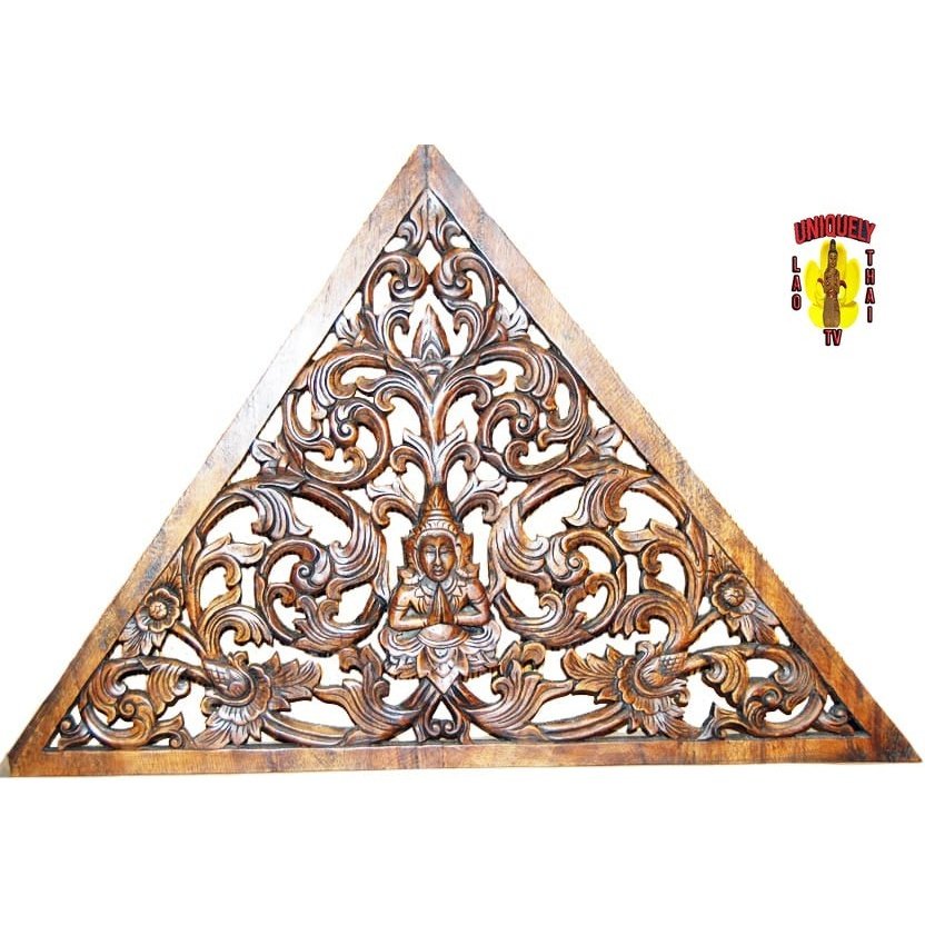 Carved Teak Triangle Wall Décor