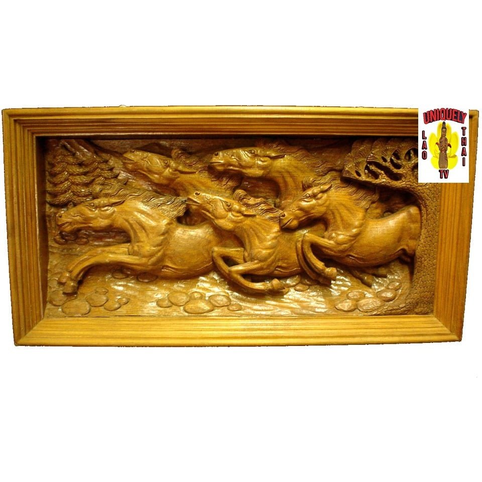 Hand Carved Running Horses