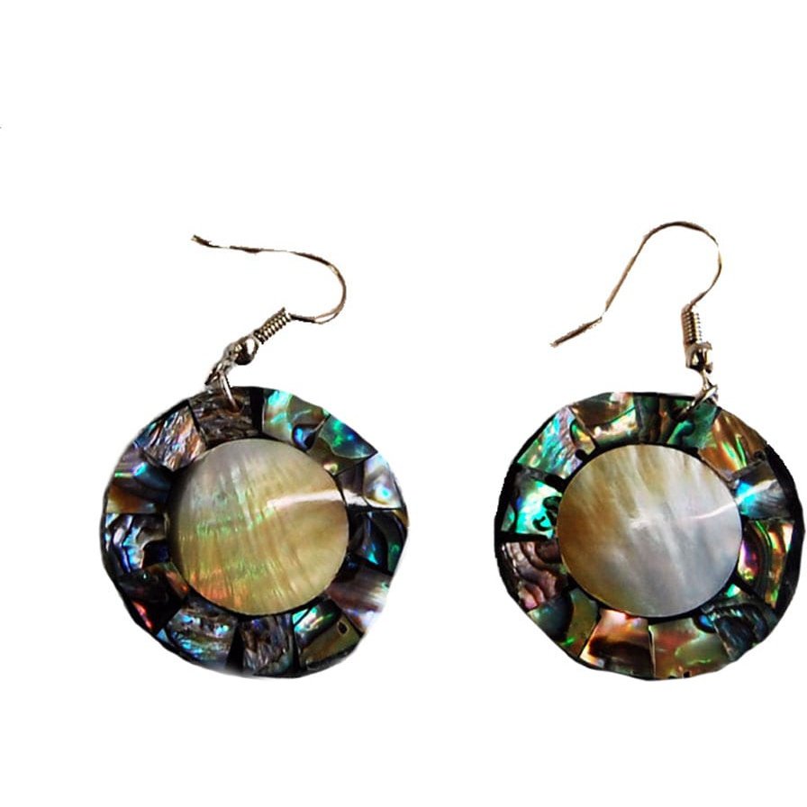 Multi-Color Circle Seashell Hook Earring Set
