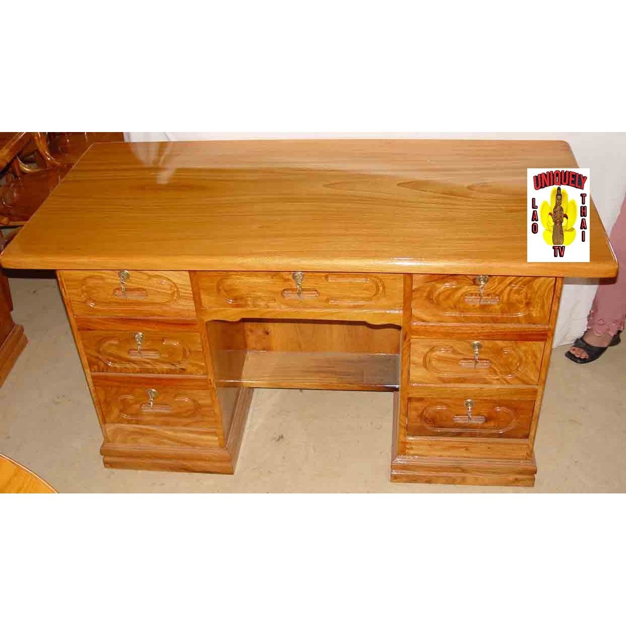 Solid Hardwood Desk Constructed of Narra Wood