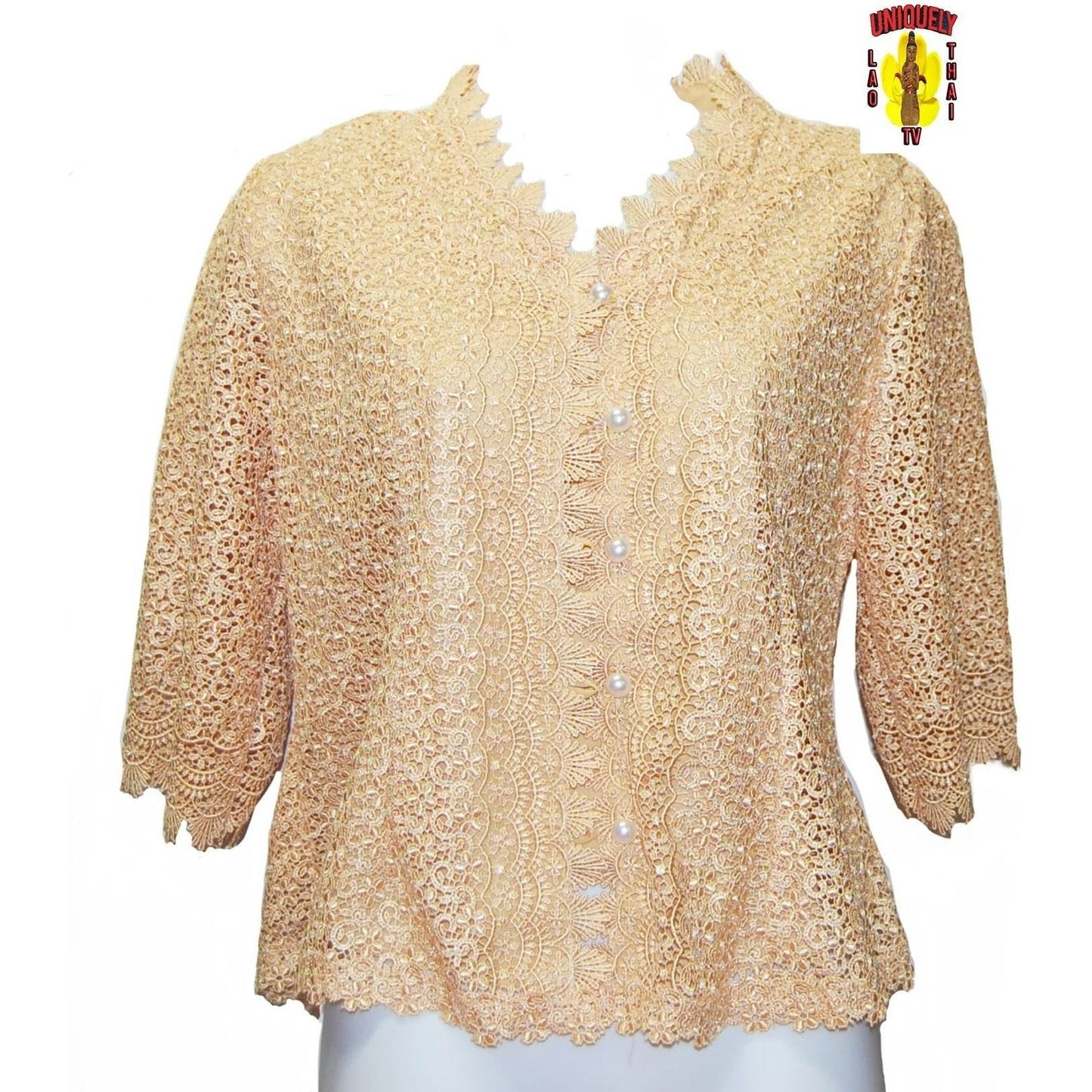 Traditional Thai Laos Lace Blouse Sand