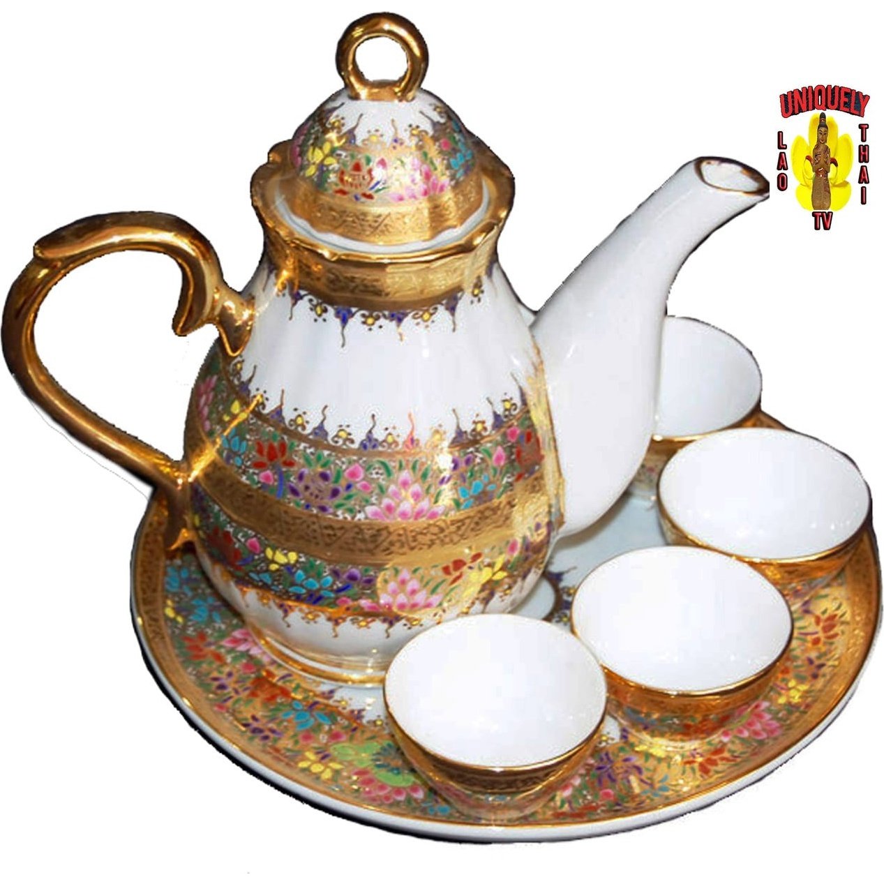 Unique Benjarong Tea Set for Four