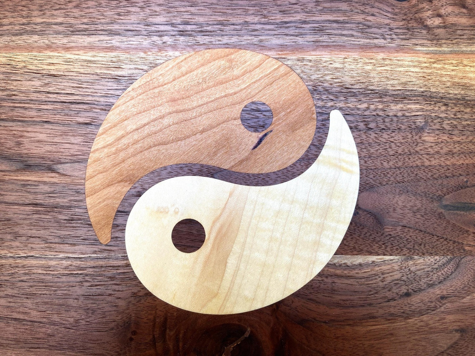 Walnut Charcuterie Board - Cherry & Maple Yin Yang Inlay