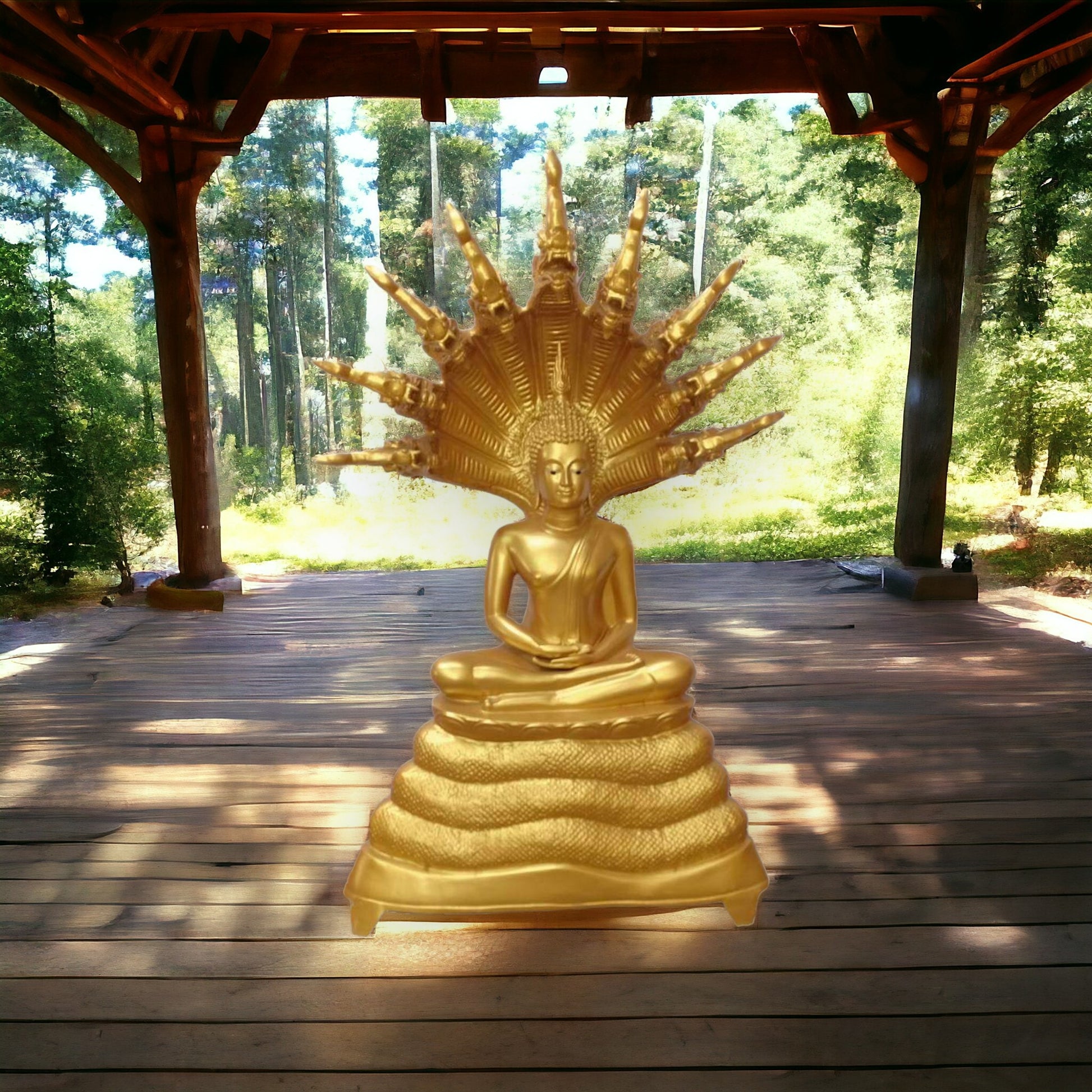 Cast Bronze Finish Buddha Saturday 25" Knee to Knee 67" Tall