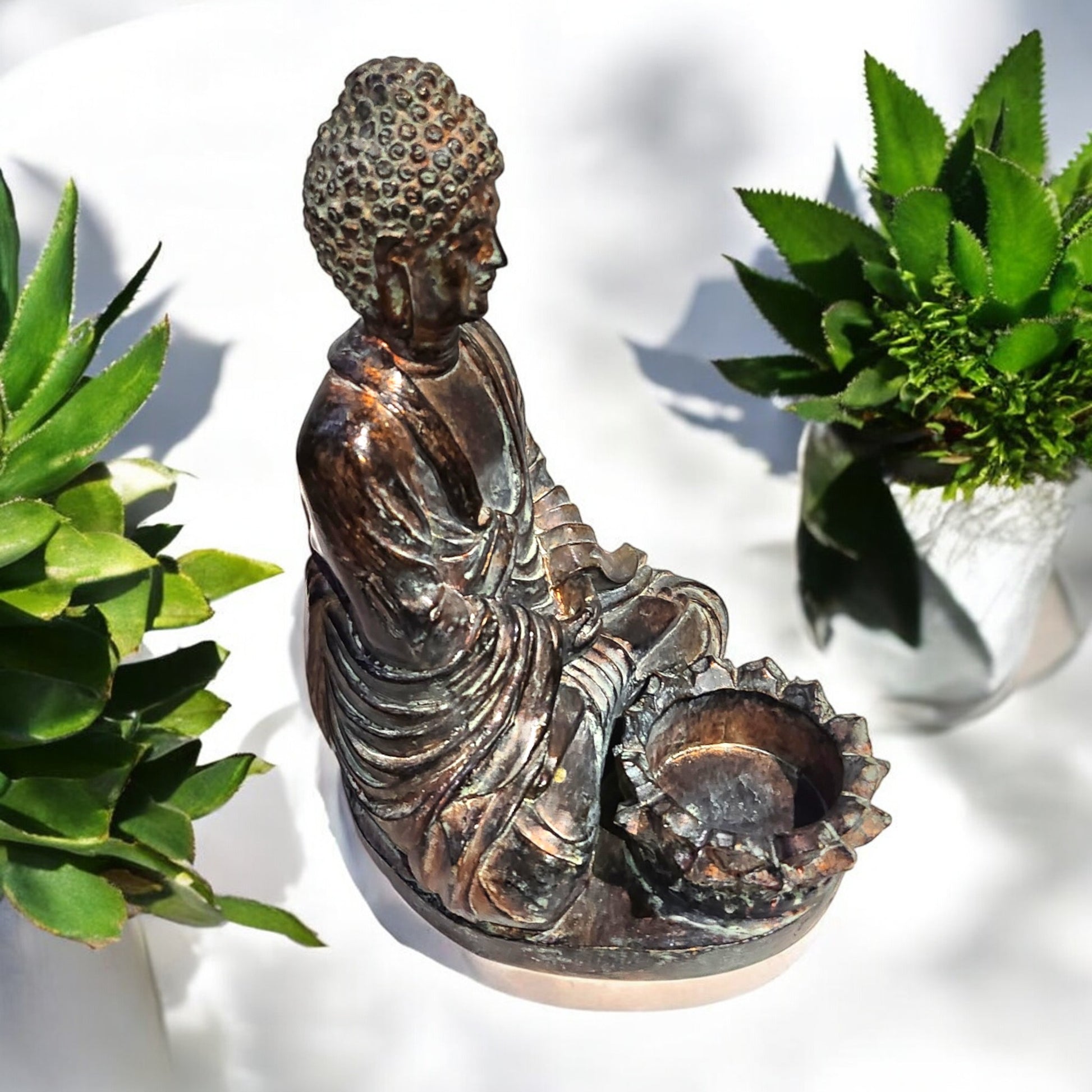 Buddha Candle on Incense Holder 7" Tall