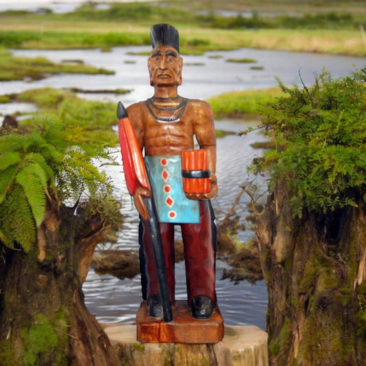 Hand Carved Native American Statue 40" Tall