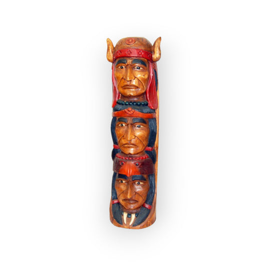 Hand Carved Wooden Native American Themed Totem 40" Tall