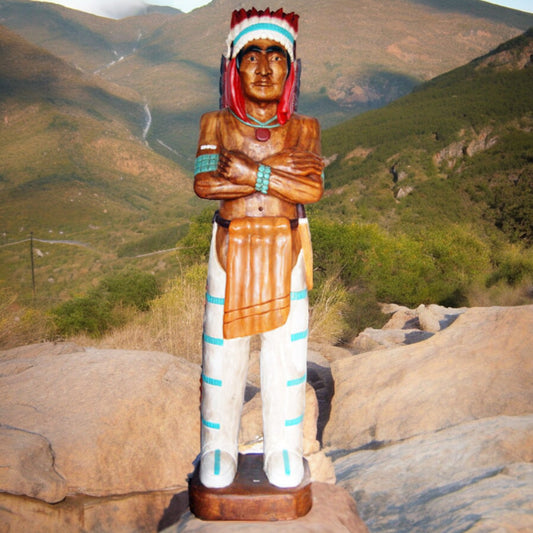 Carved Wooden Native American Chief 40" Tall