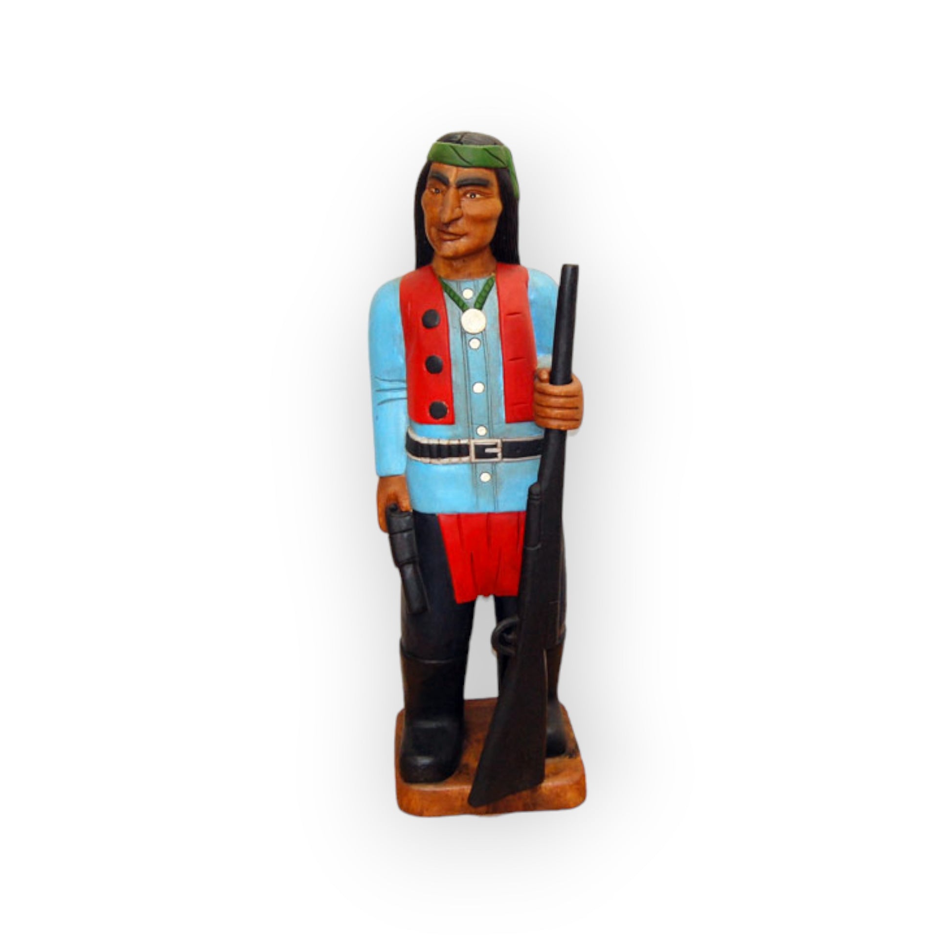 Hand Carved Native American Themed Warrior 70" Tall