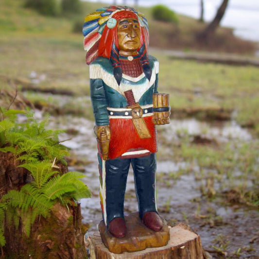 Native American Themed Cigar Store Statue 40" Tall Solid Wood
