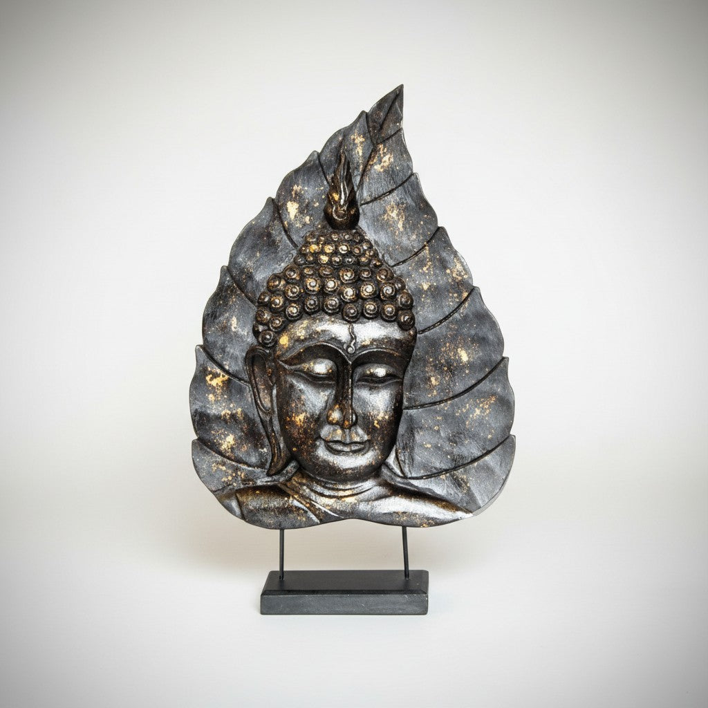 Face of Buddha on a Leaf with Stand