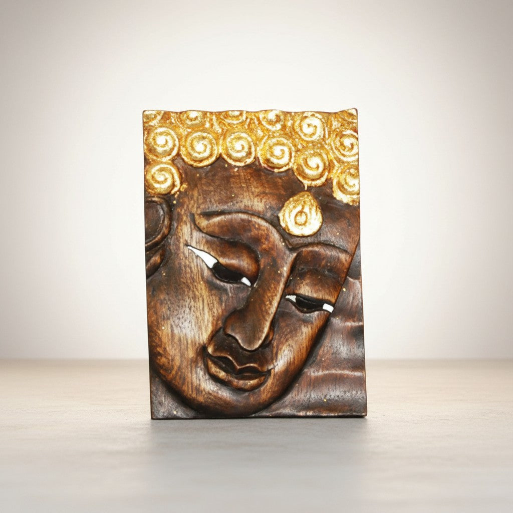 Face of Buddha In Brown Looking Right