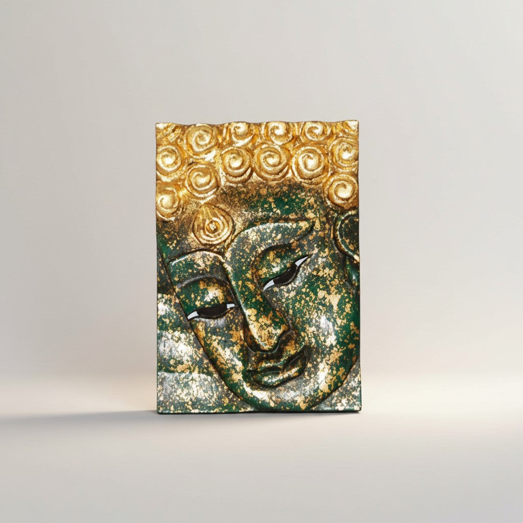 Face Buddha in Green For Your Wall