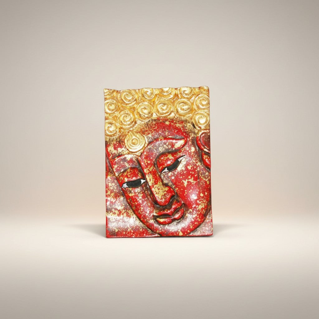 Face of Buddha in Red Wall Decor