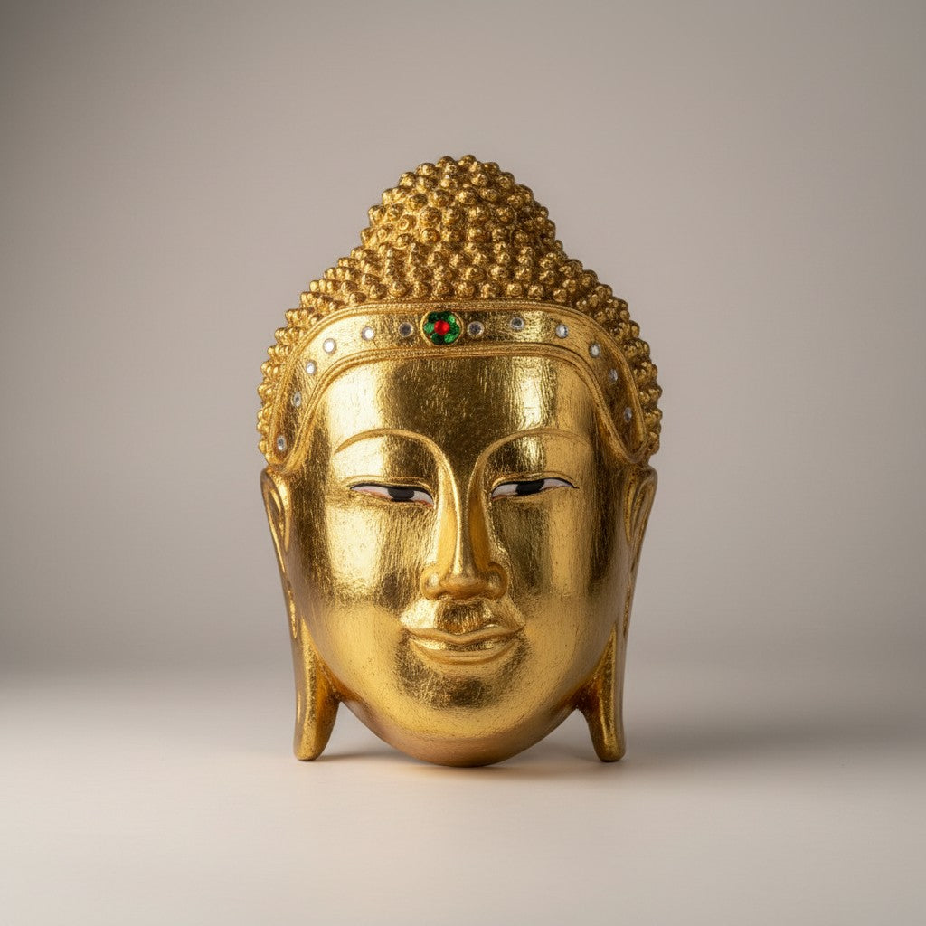 Wall Hanging Golden Face of Buddha 8" Tall
