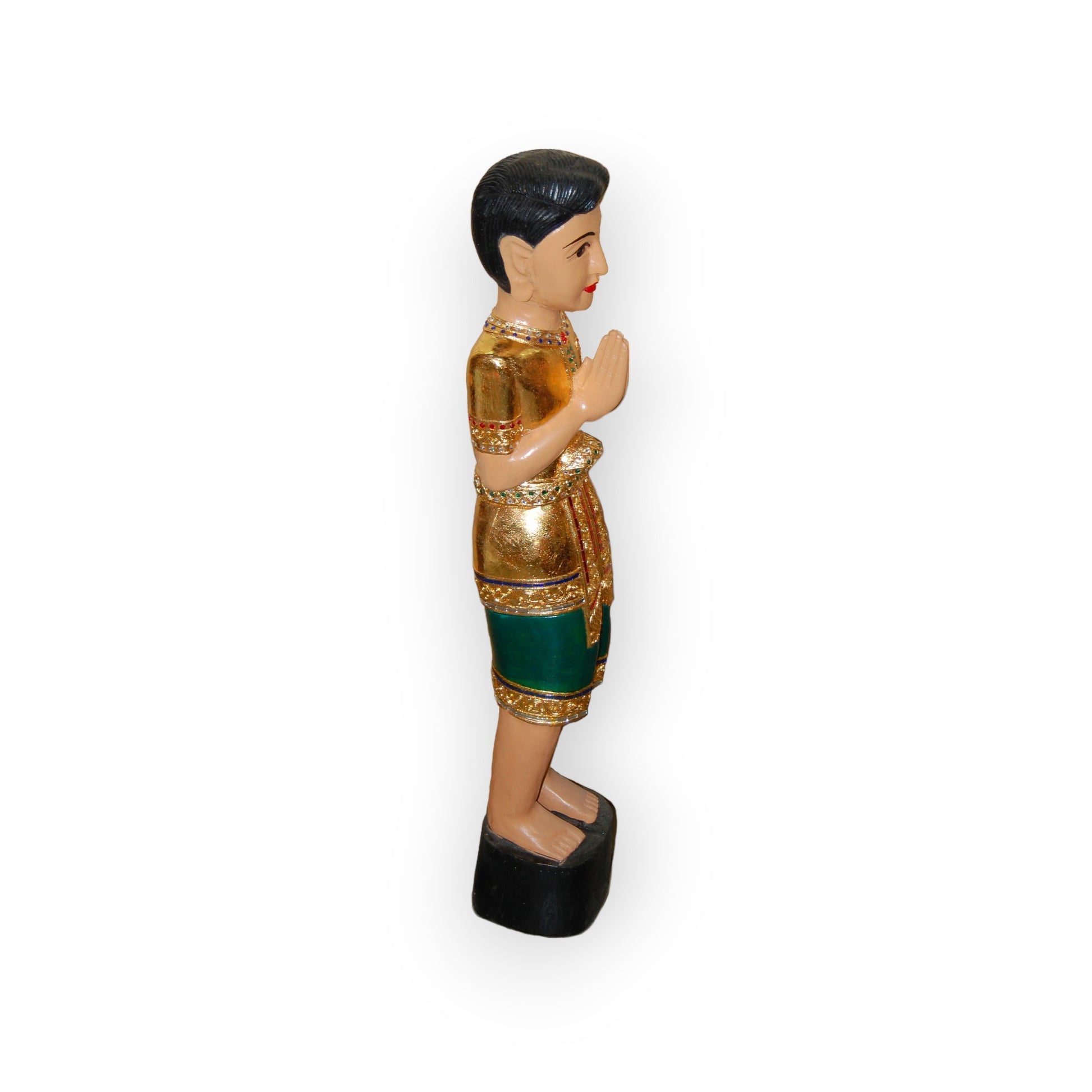 Sawasdee Statue of a Thai Boy in Green 30" to 60" Tall