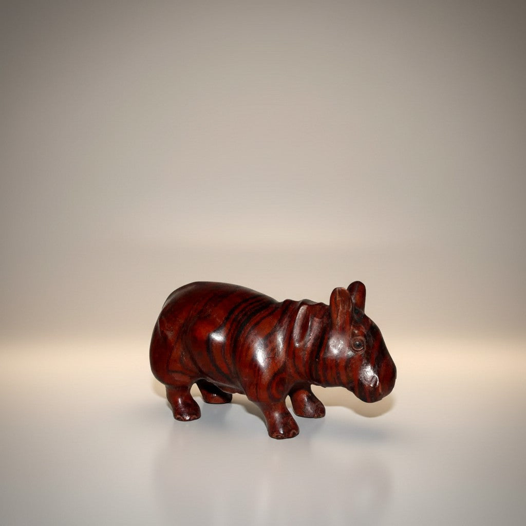 Carved hippopotamus Solid Wood 3" x 6"