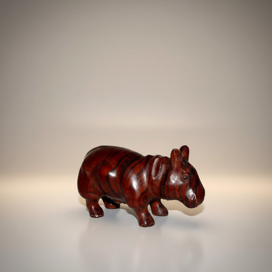 Carved hippopotamus Solid Wood 3" x 6"