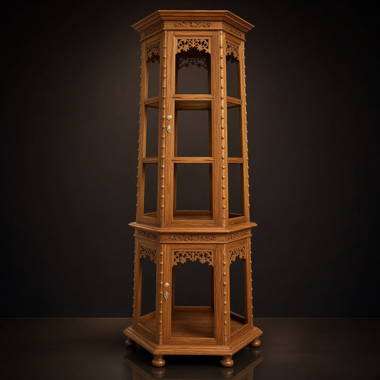 Teak Curio Cabinet Finished on All Sides