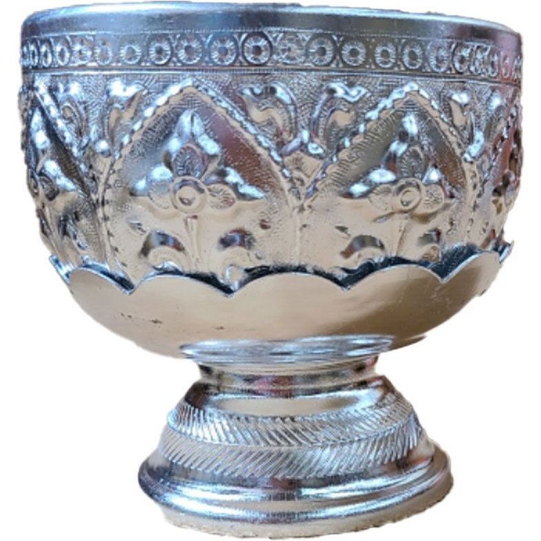 Bowl and Serving Stand-4-Silver : 4"