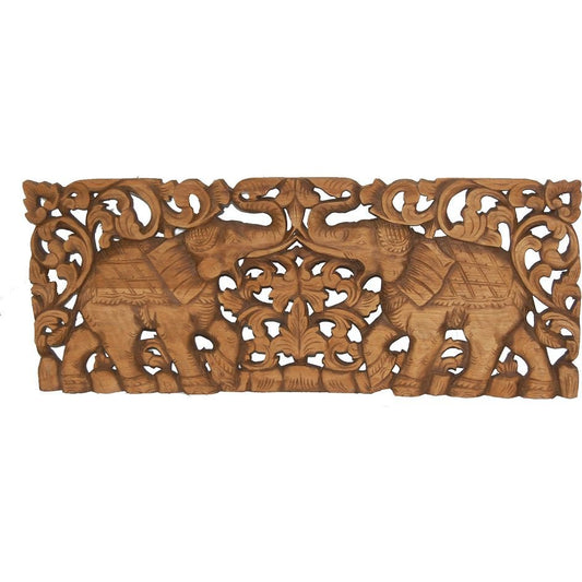 Carved Teak Wood Elephant-2-14"x35"