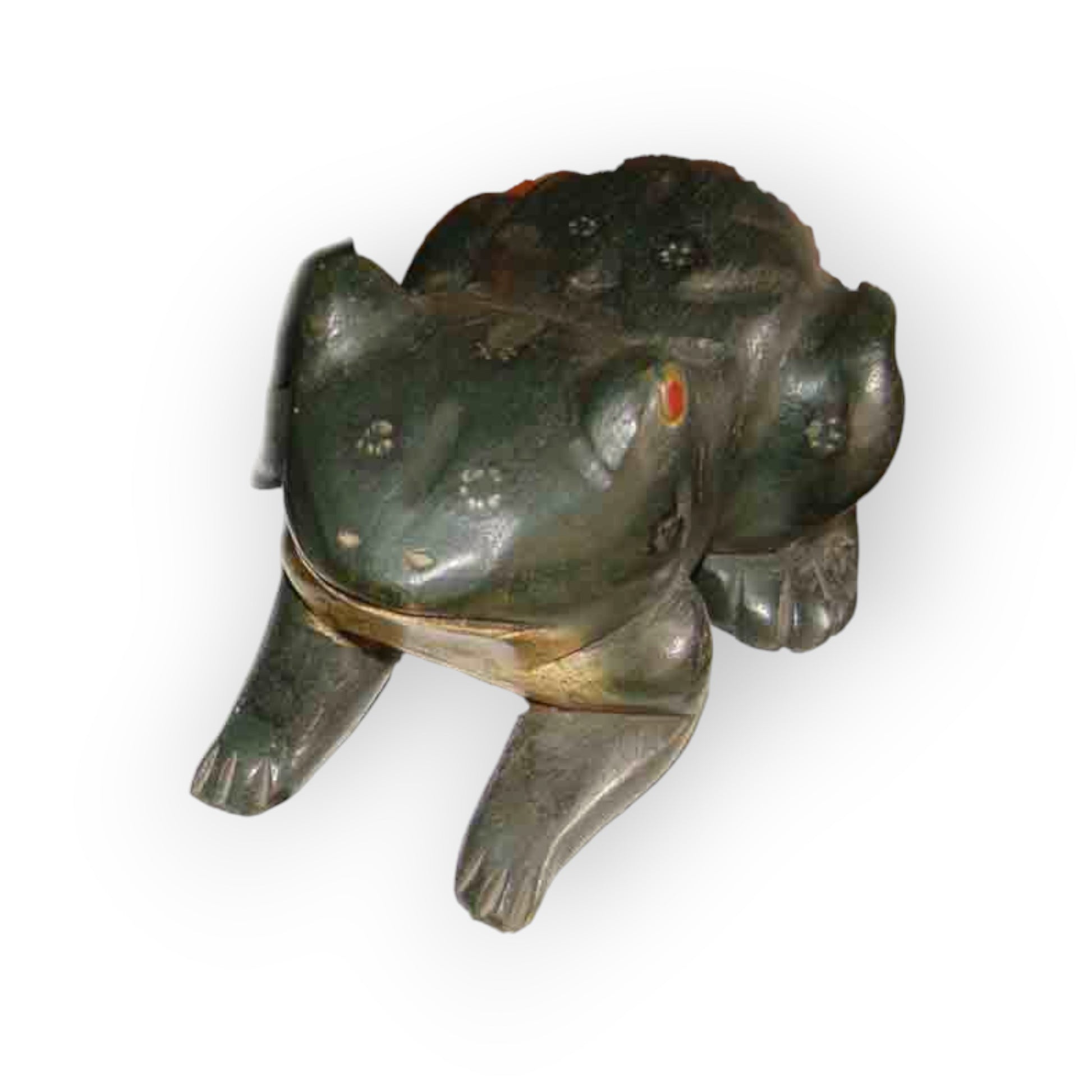 Hand Carved Frog with Red Eyes