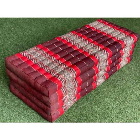 Futon Four Fold Dark Red and Red 2.5" Thick : 46" Wide x 76"Long