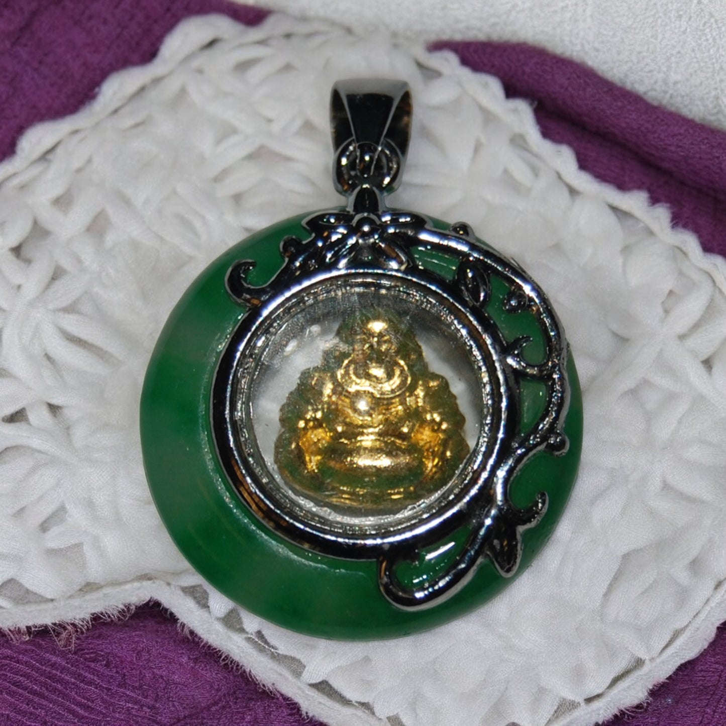 Round Jade Buddha Pendant 3/4" Diameter