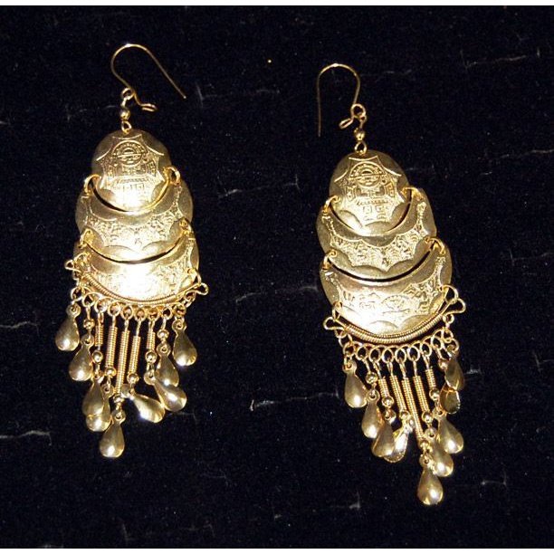 Gold Etched Earrings
