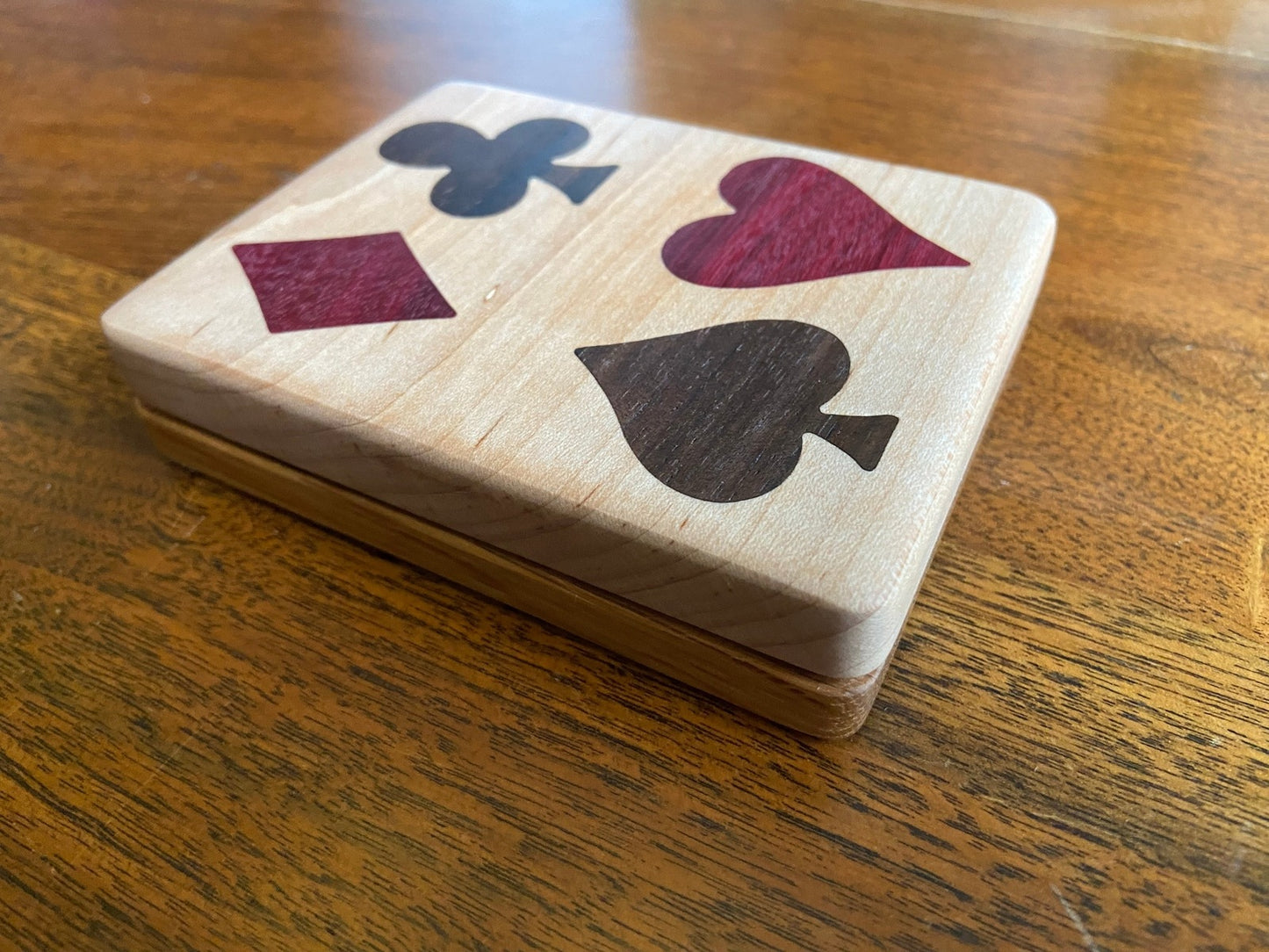Handcrafted Wooden Playing Card Box - various wood and inlay options.